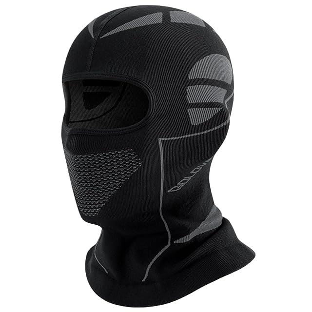 Cagoule d’hiver tricotée KMKANPO noire et grise