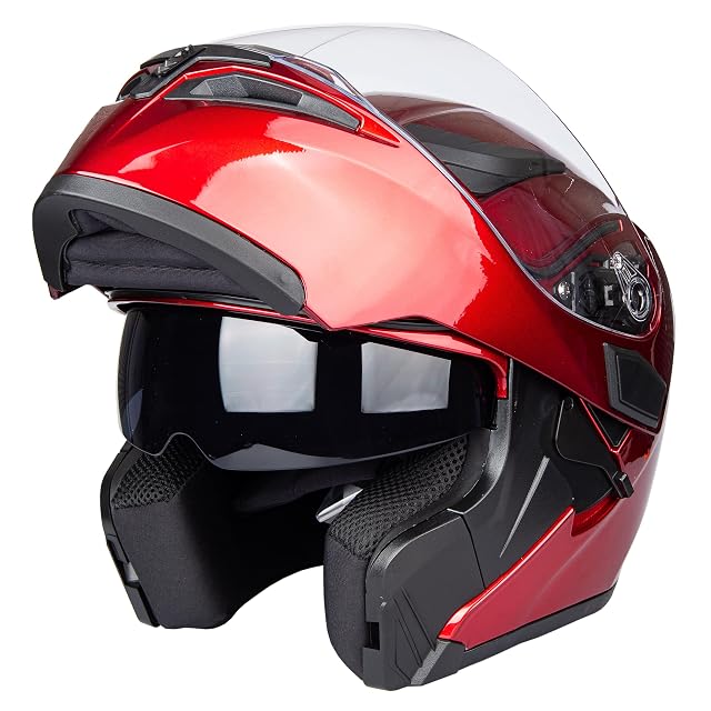 Casque modulable JIEKAI JK902 rouge, mentonnière fermée