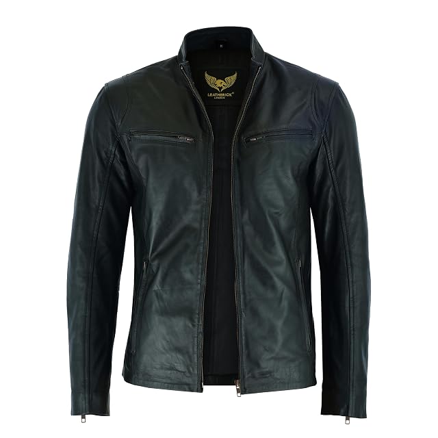 Blouson en cuir café racer Leatherick Hooper noir